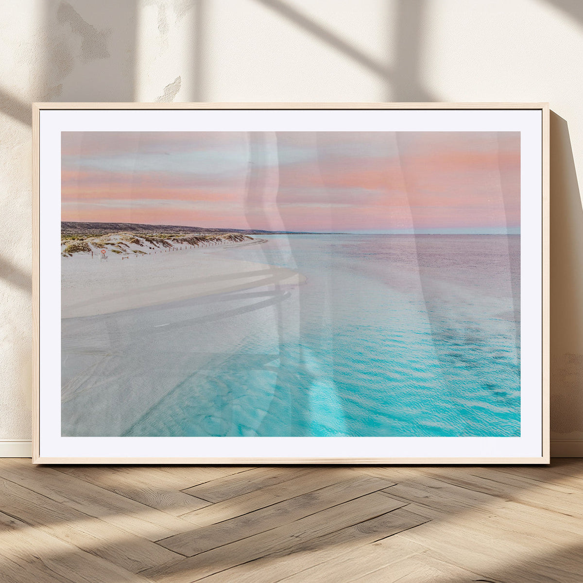 Serene Pastel Beach Wall Art Canvas Print, Tranquil Coastal