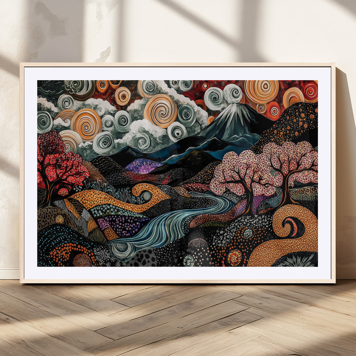 Whimsical Abstract Landscape Wall Art Canvas Print, Colorful