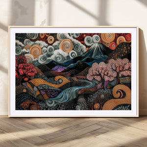 Whimsical Abstract Landscape Wall Art Canvas Print, Colorful
