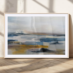Abstract Landscape Wall Art Canvas | 3 Panel Modern Blue,