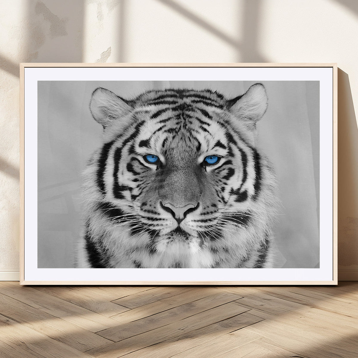 Black and White Tiger Wall Art Animal Canvas Print