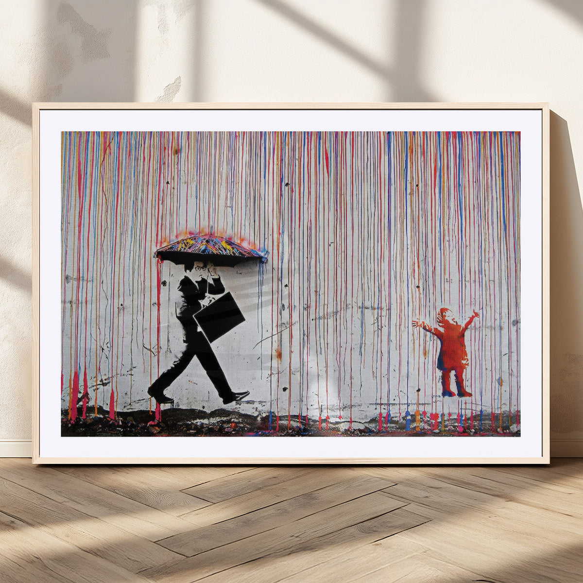 Banksy Wall Art Canvas Print, Framed Graffiti Art Picture