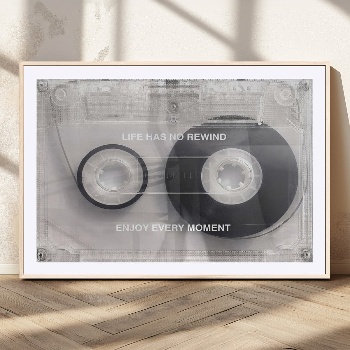 Vintage Cassette Tape Canvas Wall Art - Inspirational 'Life
