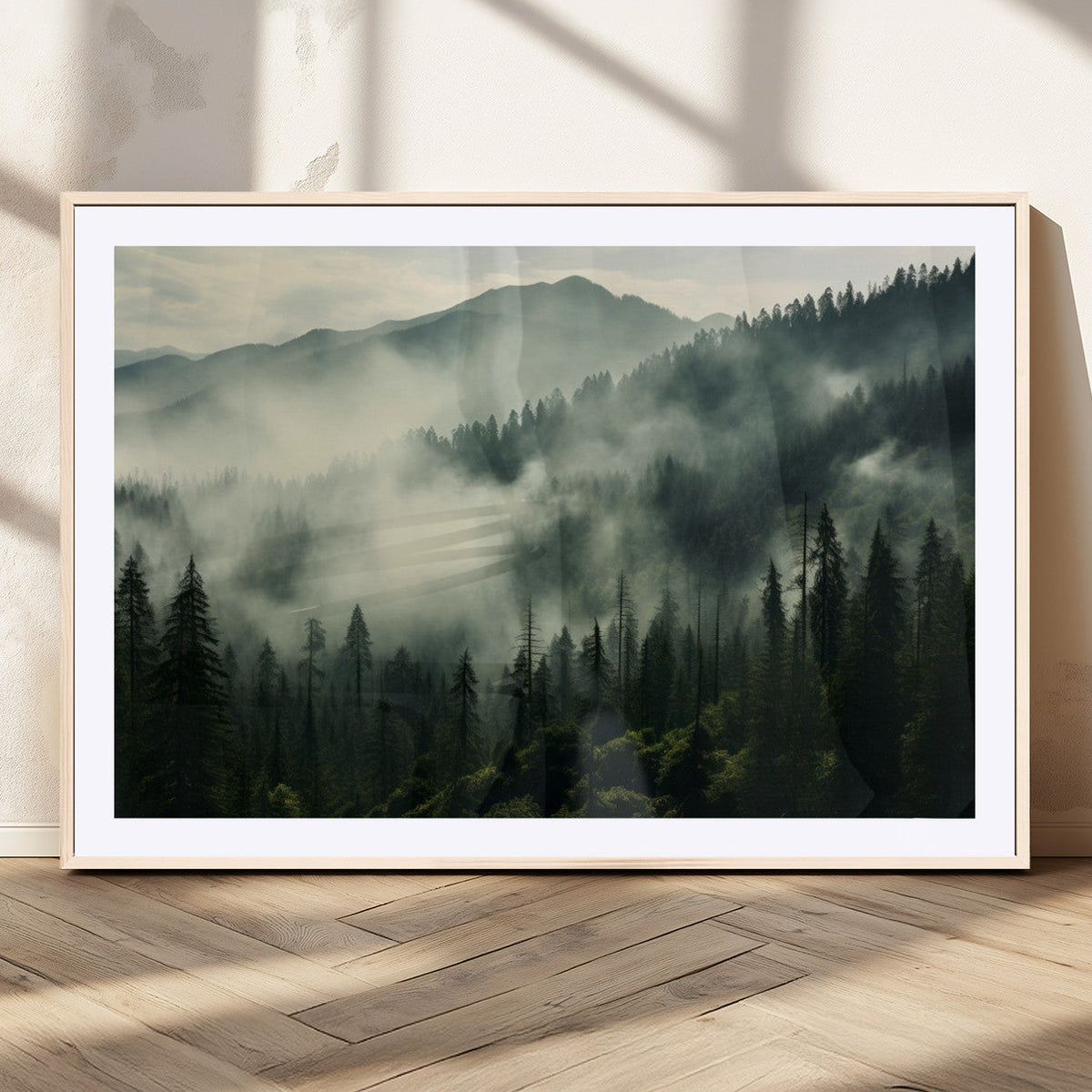 Captivating Misty Forest Wall Art Premium Canvas Print a