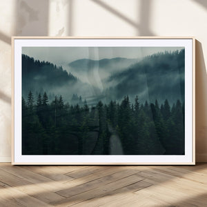 Captivating Misty Forest Wall Art Premium Canvas Print,
