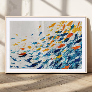 Abstract Fish Shoal Wall Art Canvas Print, Colorful Fish