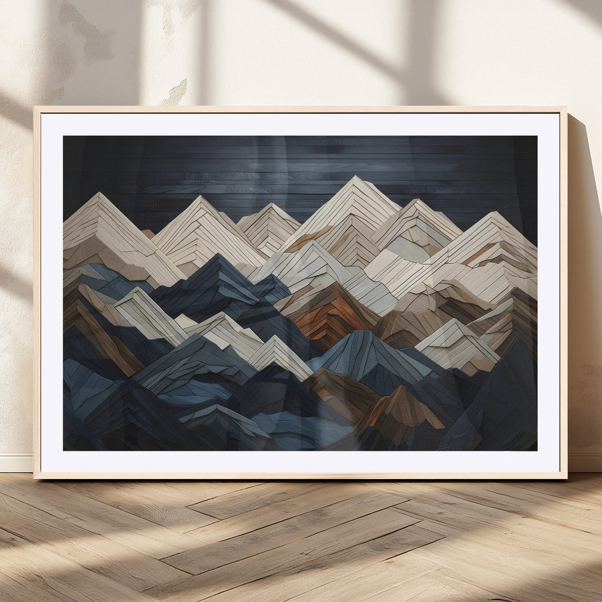 Mountain Wall Art – Modern Geometric Landscape Canvas Print,