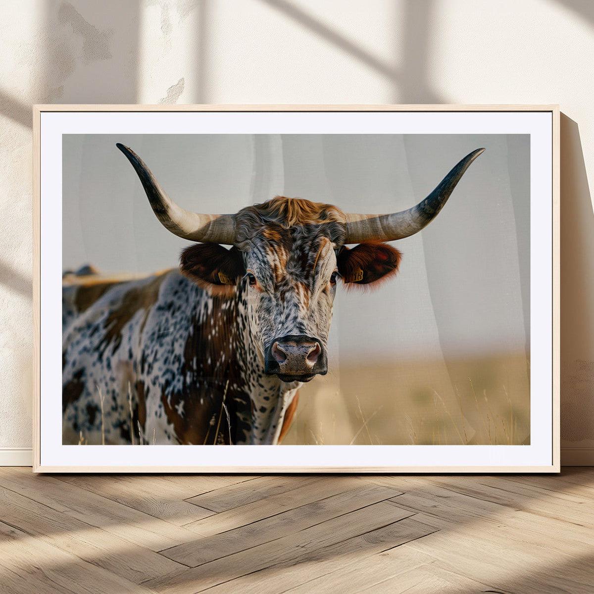 Texas Bull Longhorn Wall Art Canvas Print for Farm House