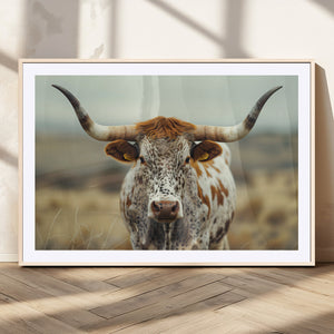 Texas Cow Longhorn Wall Art Canvas Print for Farm House Wall