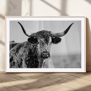 Texas Highland Cow Longhorn Canvas Print - Rustic Farmhouse