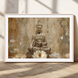 Buddha Wall Art Canvas Print, Buddha Meditation Room Decor,