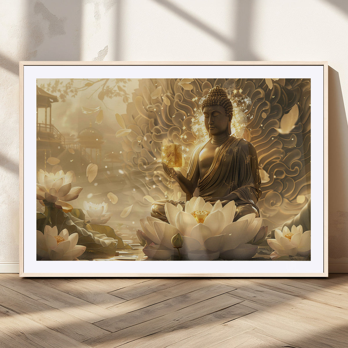 Golden Buddha Wall Art | Yoga Room Decor and Meditation Room