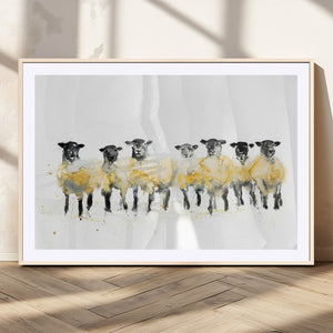 Farmhouse Wall Art Sheep Print | Ready to Hang Framed Canvas