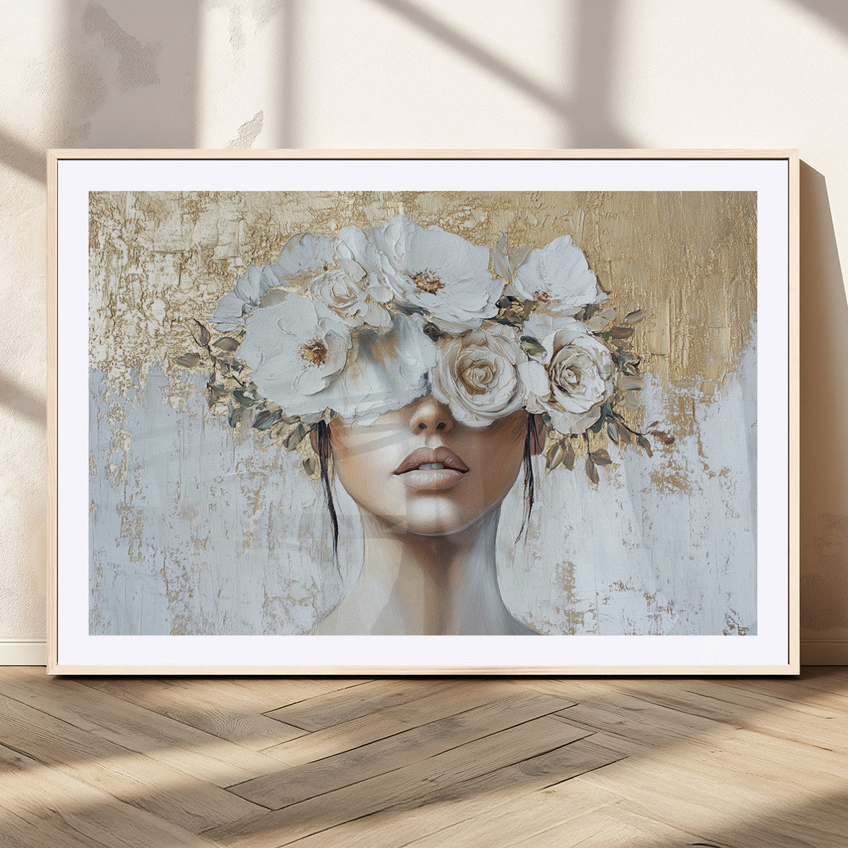 Golden Petal Wall Art - Canvas Print Flower Head Woman