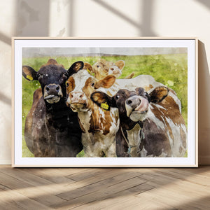 Curious Cows Farmhouse Wall Art | Ready to Hang and Framed