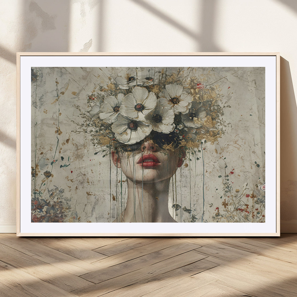 Abstract Floral Women Patel Wall Art Canvas Print