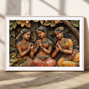 Indian Woman Statue Wall Art Canvas Print