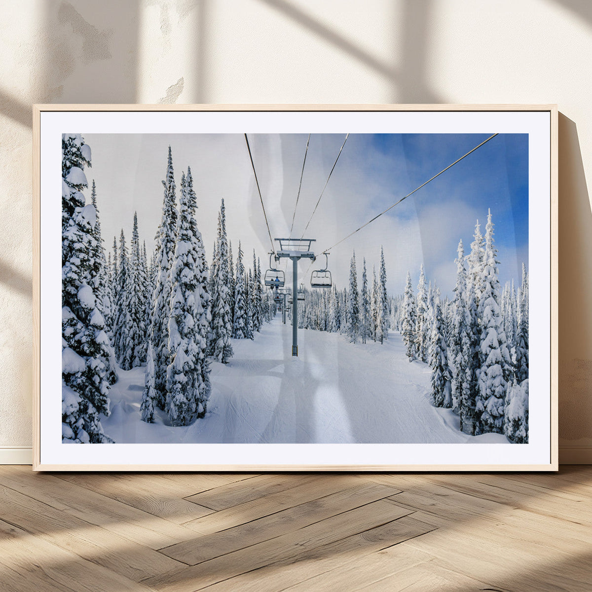 Winter Ski Lift Wall Art Print - Landscape Wall Art | Snowy