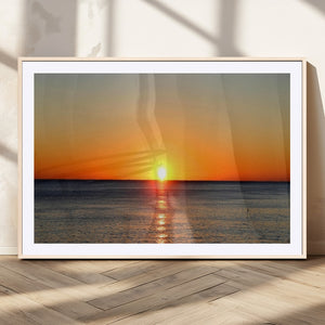 Golden Horizon Sunset Over Ocean Wall Art Canvas Print –