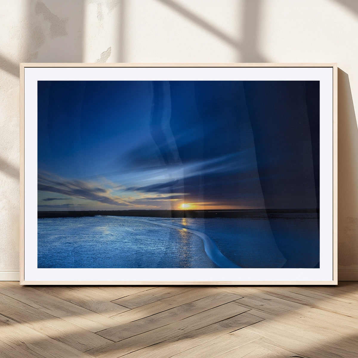 Blue Sunset Ocean Canvas Wall Art Print – Serene Coastal