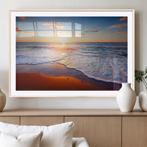 Tropical Ocean Sunset Wall Art Canvas Print, Golden Beach