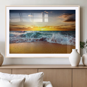 Golden Sunset Ocean Waves Wall Art Canvas Print – Multi