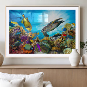 Aquatic Life Sea Turtles Fish Wall Art Canvas Print