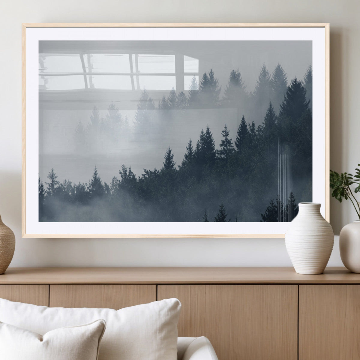 Foggy Pine Forest Wall Art Canvas Print