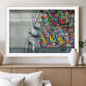 Banksy Colorful Street Graffiti Canvas Wall Art Print,