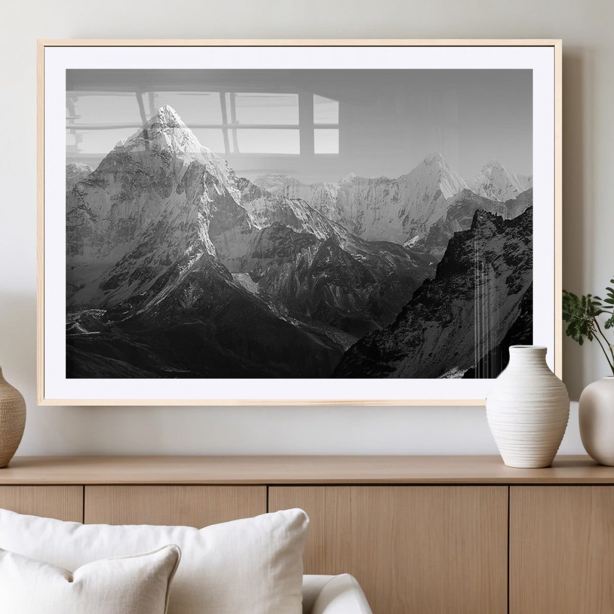Everest Himalaya Mountain Peaks Black & White Triptych