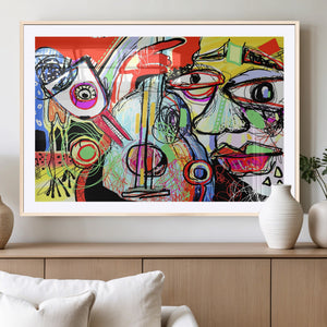Picasso Style Art Abstract Canvas Wall Art Print , Colorful