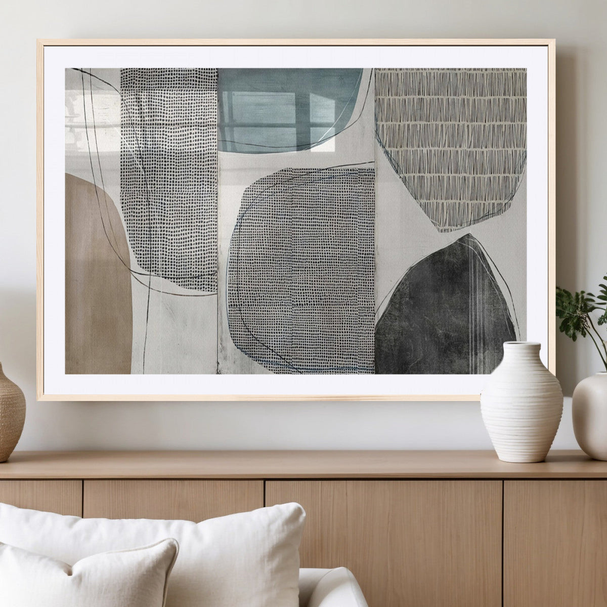 Canvas Print Wall Art Abstract Art Boho, Framed Boho Decor