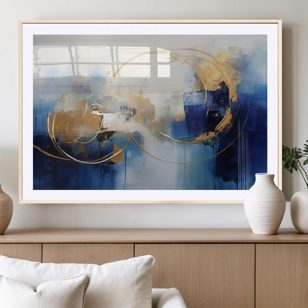 Navy Blue Abstract Wall Art Canvas Print