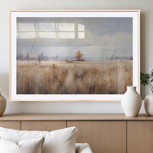 Golden Fields Wall Art Print Canvas – Serene Landscape of
