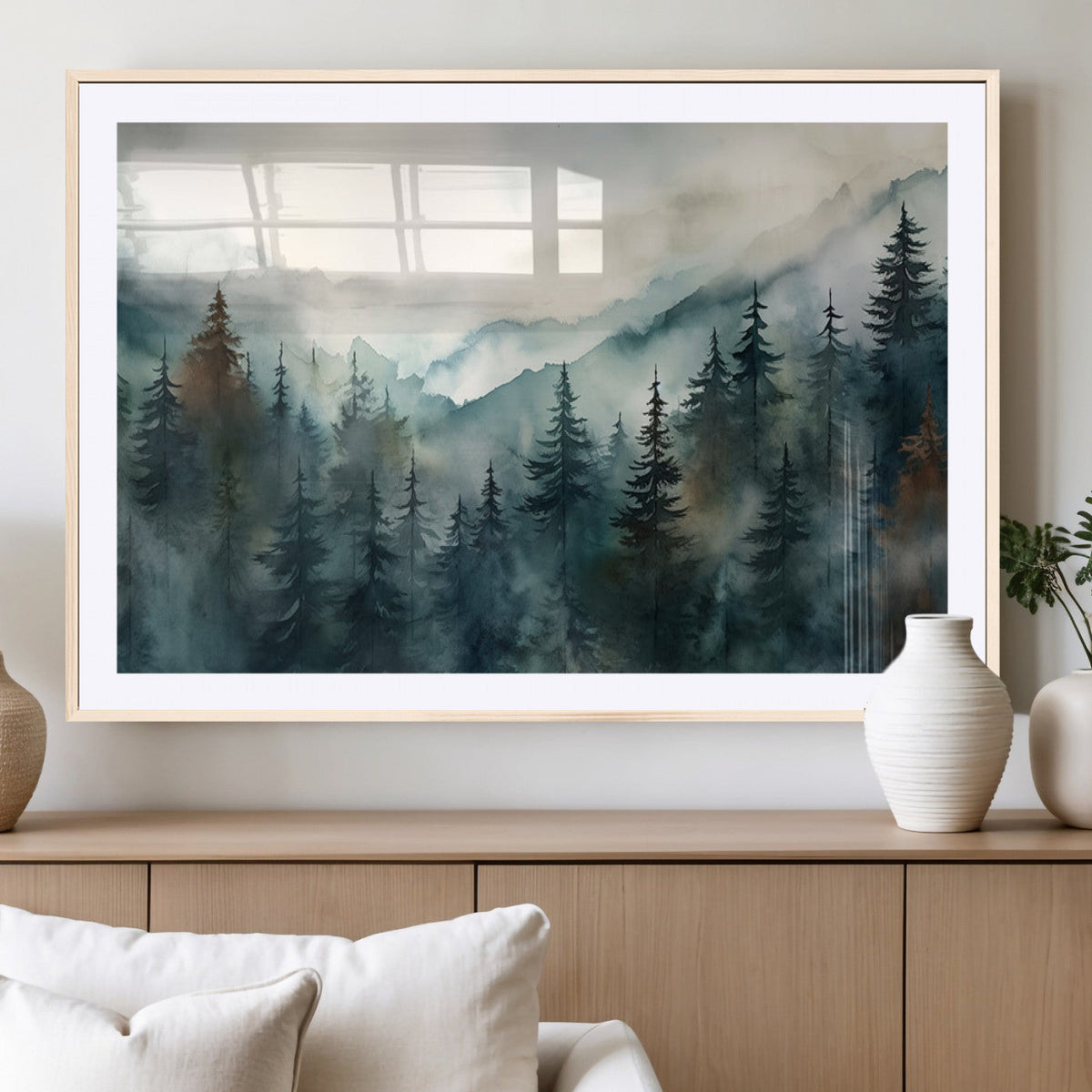 Serenity Forest Wall Art Canvas | Foggy Mountain Landscape