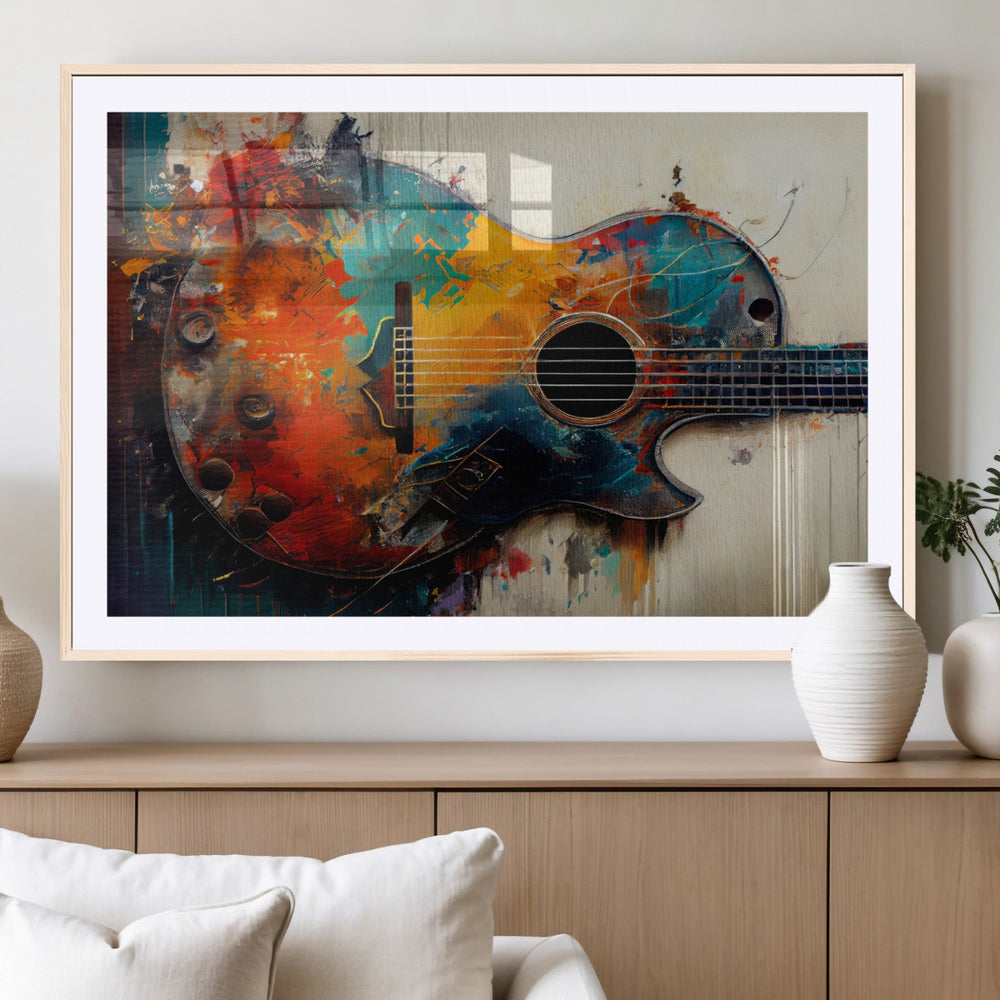 Abstract Guitar Wall Art Canvas | Vibrant Music-Inspired Art
