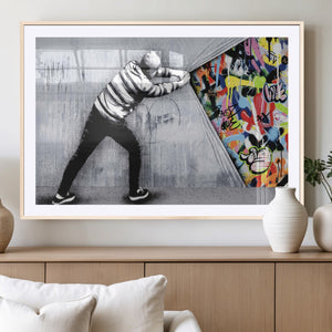 Banksy Art Behind the Curtain Street Wall Art Canvas Print |