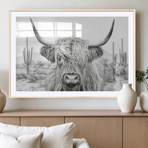 Rustic Charm | Cow Longhorn Black White Bighorn Wall Art