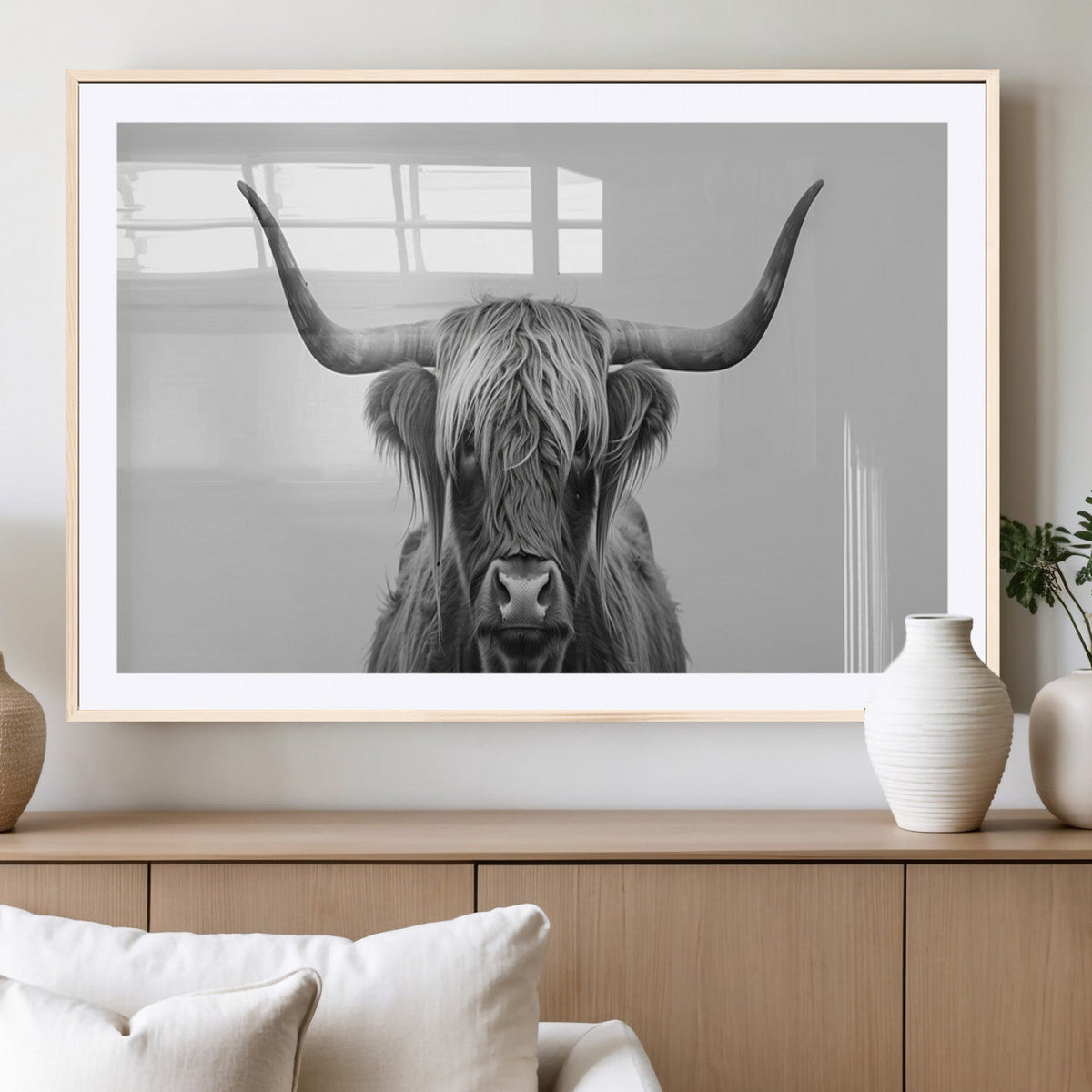 Farmhouse Longhorn Wall Art Canvas Print, Longhorn Texas