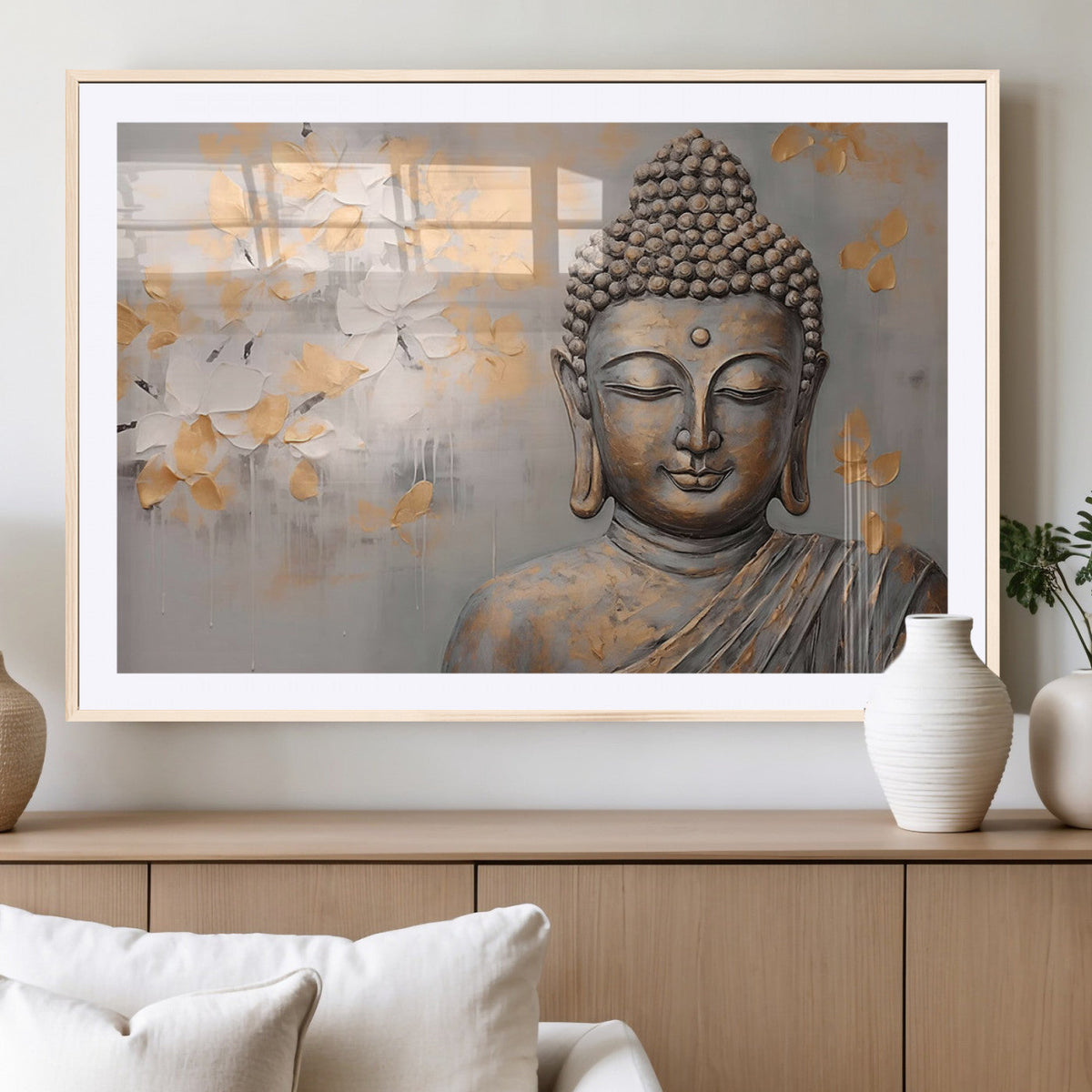 Abstract Buddha Statue Wall Art Canvas Print - Modern