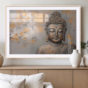 Abstract Buddha Statue Wall Art Canvas Print - Modern