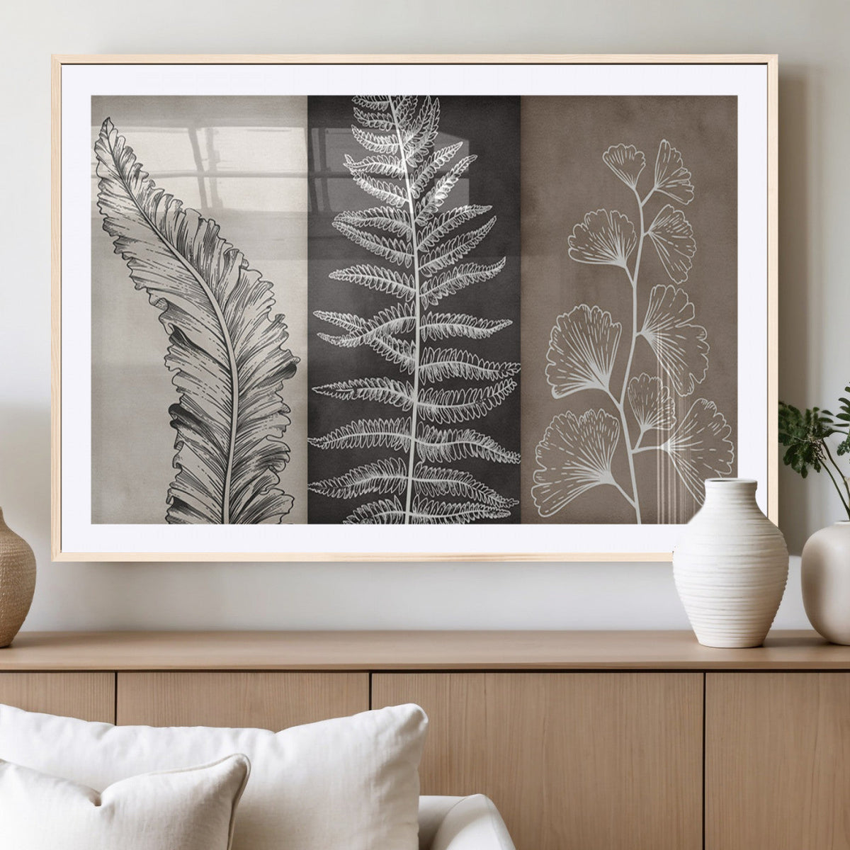 Minimalist Botanical Wall Art Canvas Print, Framed and Ready