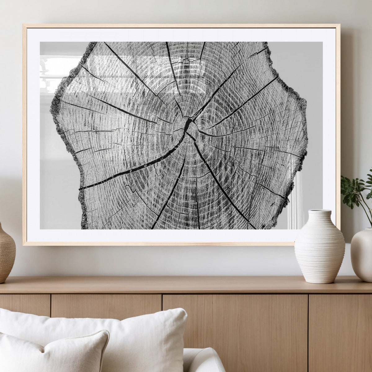 Rustic Tree Ring Wall Art Canvas Print – Framed and Ready to