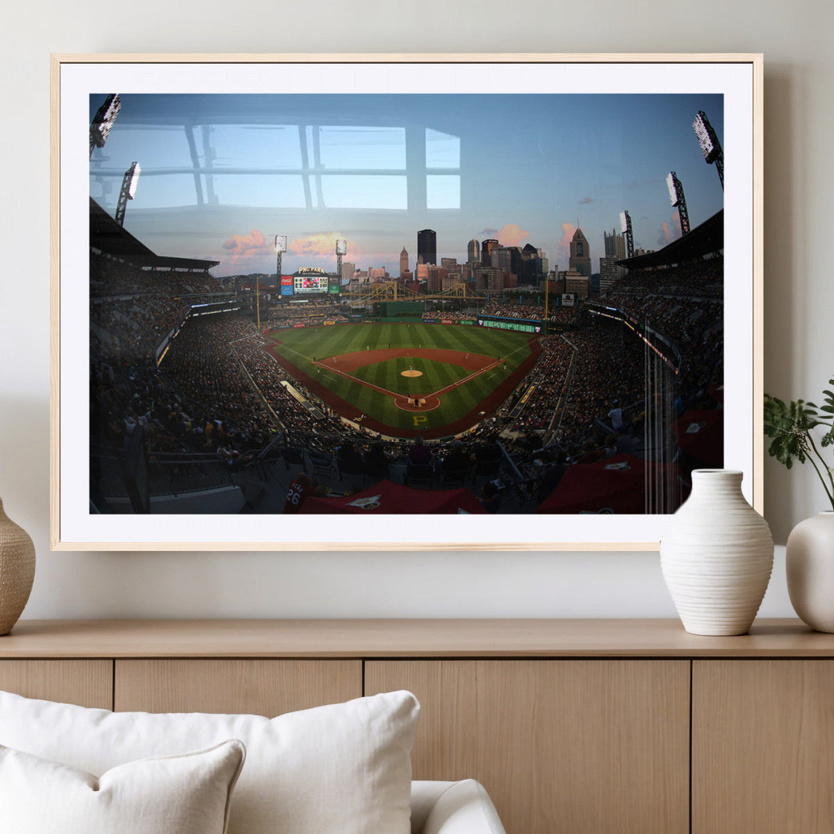 PNC Park Evening Game Triple Canvas Wall Art - Pittsburgh