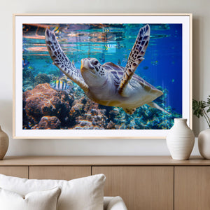 Underwater Sea Turtle Wall Art Canvas Print – Vibrant Ocean