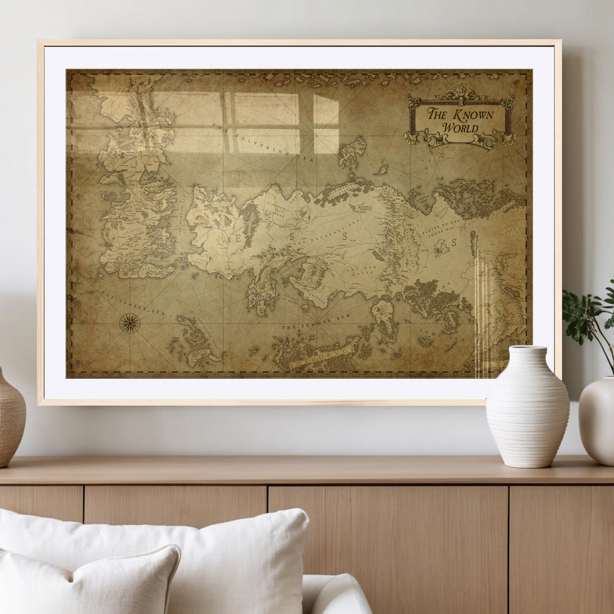 Vintage Game of Thrones Map Wall Art | Westeros and Essos