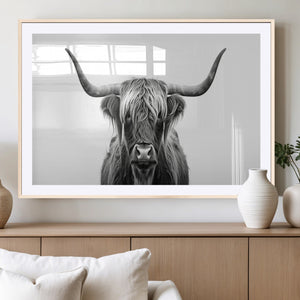 Highland Wall Art Canvas Print – Minimalist Black and White