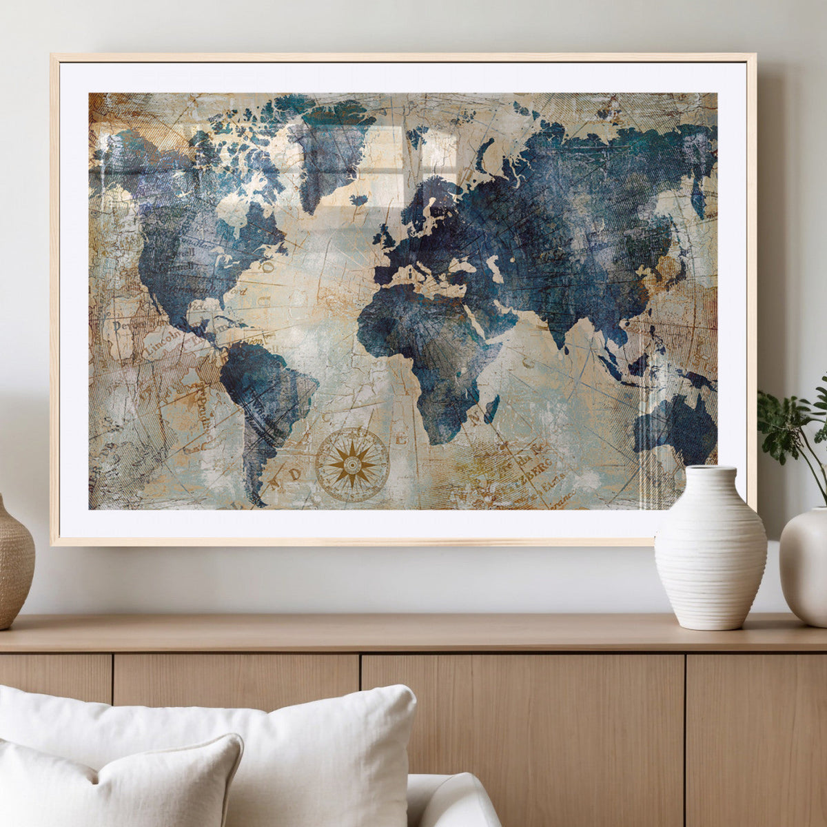 World Map Canvas Print – Framed Wall Art for Couples,