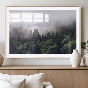 Misty Forest Wall Art | Foggy Forest Canvas Print | Large