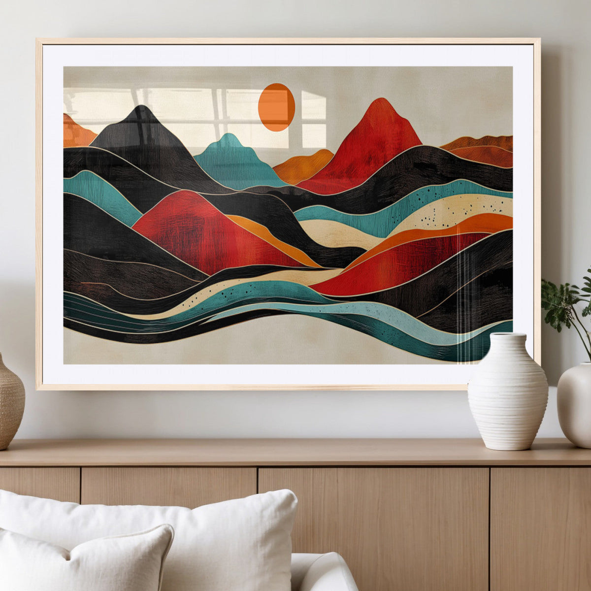 Western Wall Decor - Large Triptych Mountain Canvas - Boho